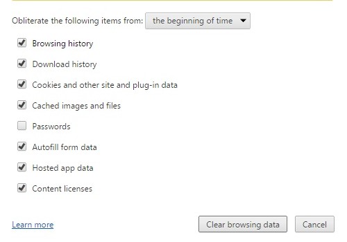 Clear Browsing Data In Google Chrome